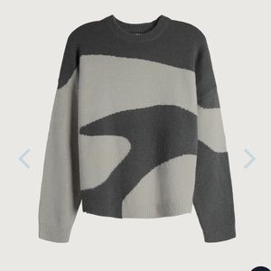 Oak + Fort Oversized Intarsia Sweater Size Medium Black and Gray